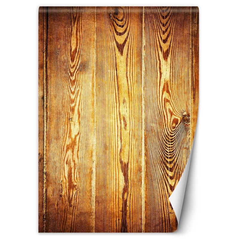 Moderne Fototapete - Goldene Bretter Holz | Feeby