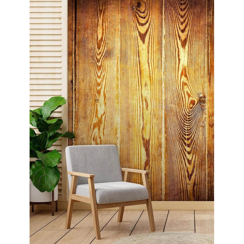 Moderne Fototapete - Goldene Bretter Holz | Feeby