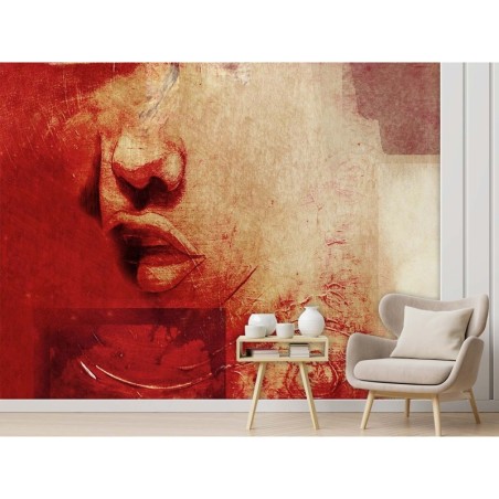 Fototapete - Rot Frauen Lippen Aquarell | Feeby