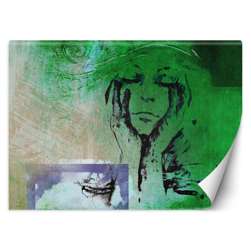 Moderne Fototapete - Frau wie gemalt Aquarell | Feeby