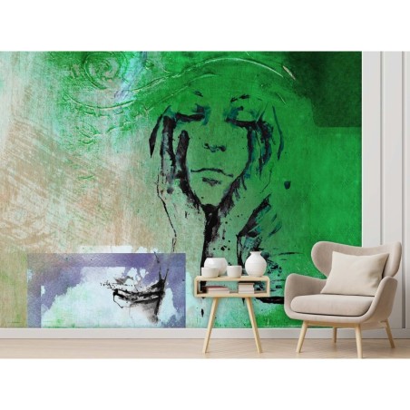 Moderne Fototapete - Frau wie gemalt Aquarell | Feeby