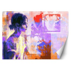 Modische Fototapete - Porträt einer Frau in Lila | Feeby