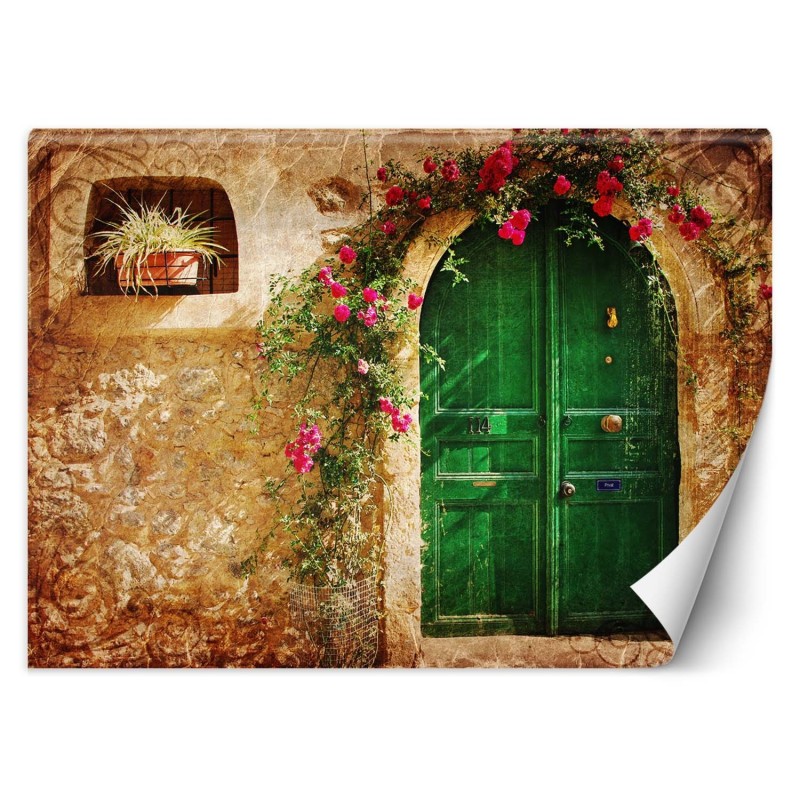 Stilvolle Fototapete - Grüne Tür Toskana | Feeby