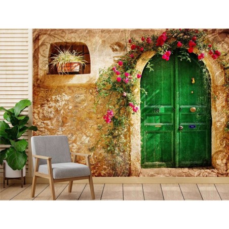 Stilvolle Fototapete - Grüne Tür Toskana | Feeby