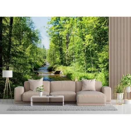 Moderne Fototapete - Fluss Wald Natur Baume | Feeby