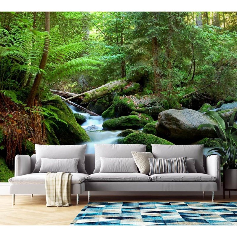 Fototapete - Grüner Wald Landschaft | Feeby