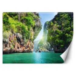 Modische Fototapete - Tropische Bucht Palmen | Feeby