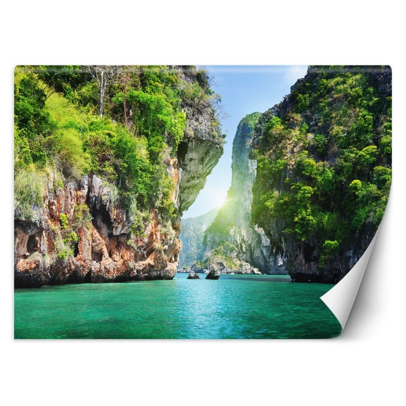 Modische Fototapete - Tropische Bucht Palmen | Feeby