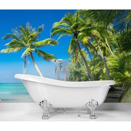 Stilvolle Fototapete - Palmen auf einer wilden Insel | Feeby