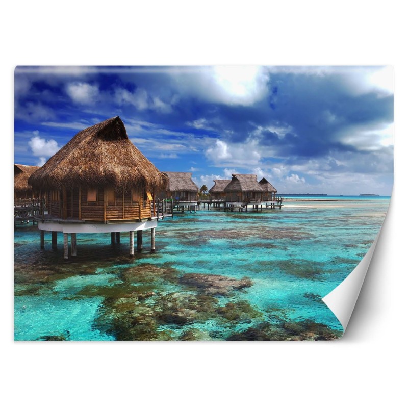 Fototapete - Tropische Strand Haus Wasser | Feeby