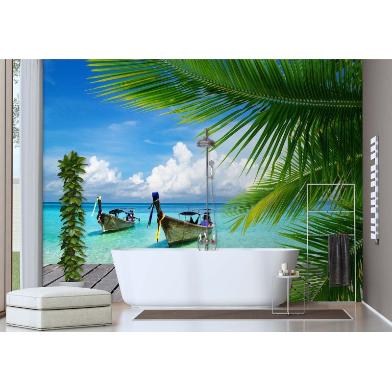 Fototapete - Tropische Strand Palmen | Feeby