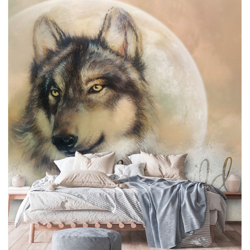 Moderne Fototapete - Brauner Wolf Vintage | Feeby
