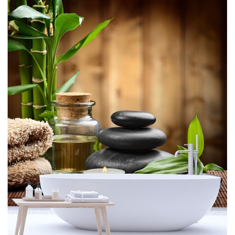 Modische Fototapete - Bambus Zen-Steine im Spa | Feeby