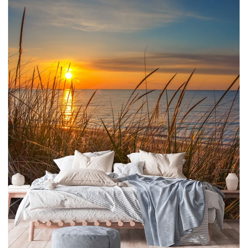 Fototapete - Blick auf den Sonnenuntergang über dem Meer | Feeby