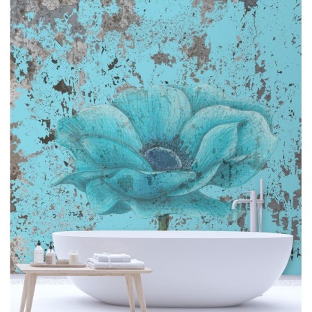 Fototapete - Türkis Blumen Textur Vintage | Feeby