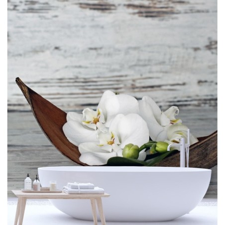 Fototapete - Blumen Orchidee Zen Spa Vintage | Feeby