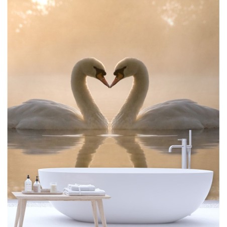 Stilvolle Fototapete - Schwäne schwimmen im See | Feeby