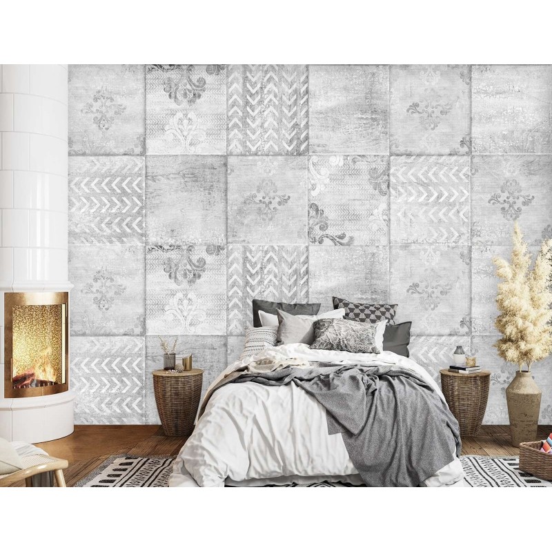 Fototapete - Minimalistische Fliesen in Grau | Feeby