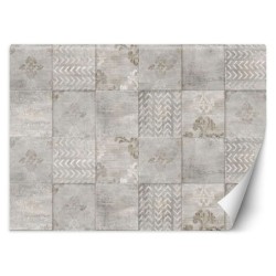 Fototapete - Graue Fliesen Beton Ornament | Feeby