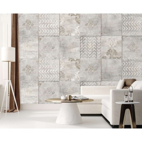 Fototapete - Graue Fliesen Beton Ornament | Feeby