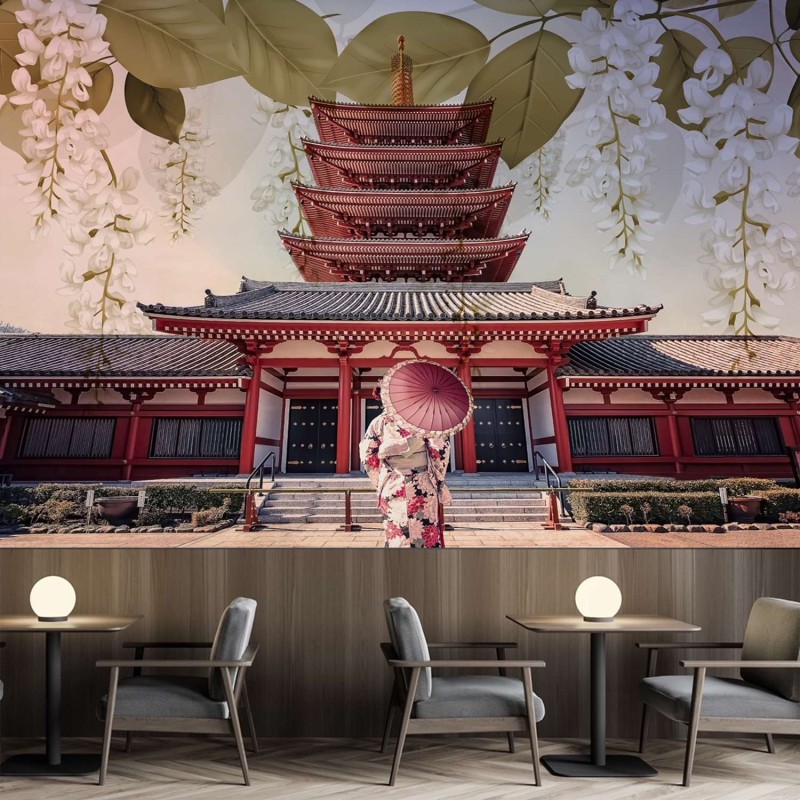 Fototapete - Geisha und Senso Ji-Tempel in Tokio | Feeby