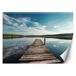 Stilvolle Fototapete - Steg See Wald | Feeby