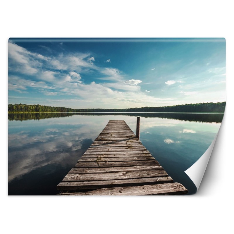 Stilvolle Fototapete - Steg See Wald | Feeby