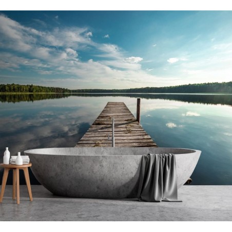 Stilvolle Fototapete - Steg See Wald | Feeby