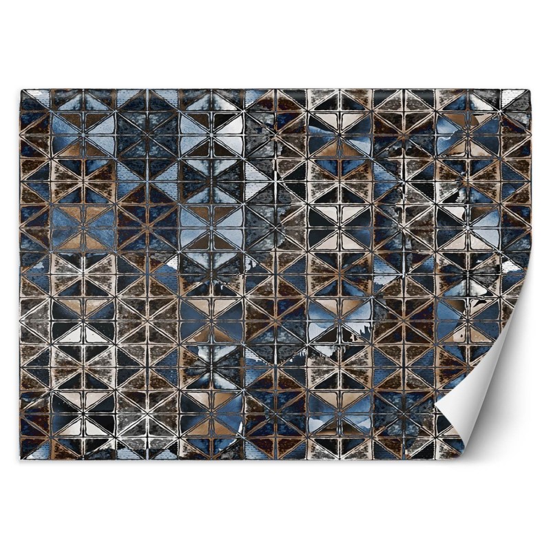 Fototapete - Blaue Mosaik Glasfliesen | Feeby