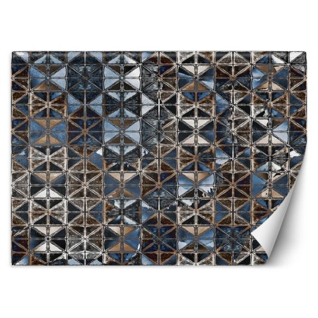 Fototapete - Blaue Mosaik Glasfliesen | Feeby