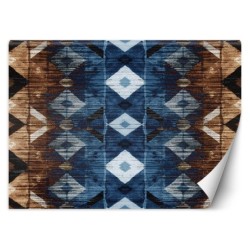 Moderne Fototapete - Geometrisches Muster blau braun | Feeby