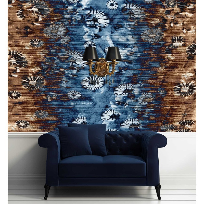 Fototapete - Blauer Wandteppich Vintage-Muster | Feeby