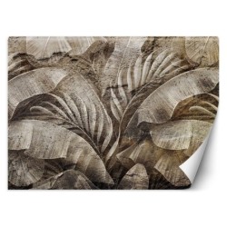 Fototapete - Tropische Blätter auf Beton imitierender Textur | Feeby