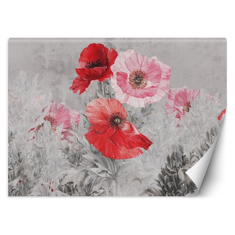 Fototapete - Rote Mohnblumen in Aquarell | Feeby