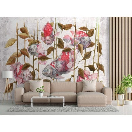 Fototapete - Roter Fisch - Japanischer Koi Karpfen | Feeby