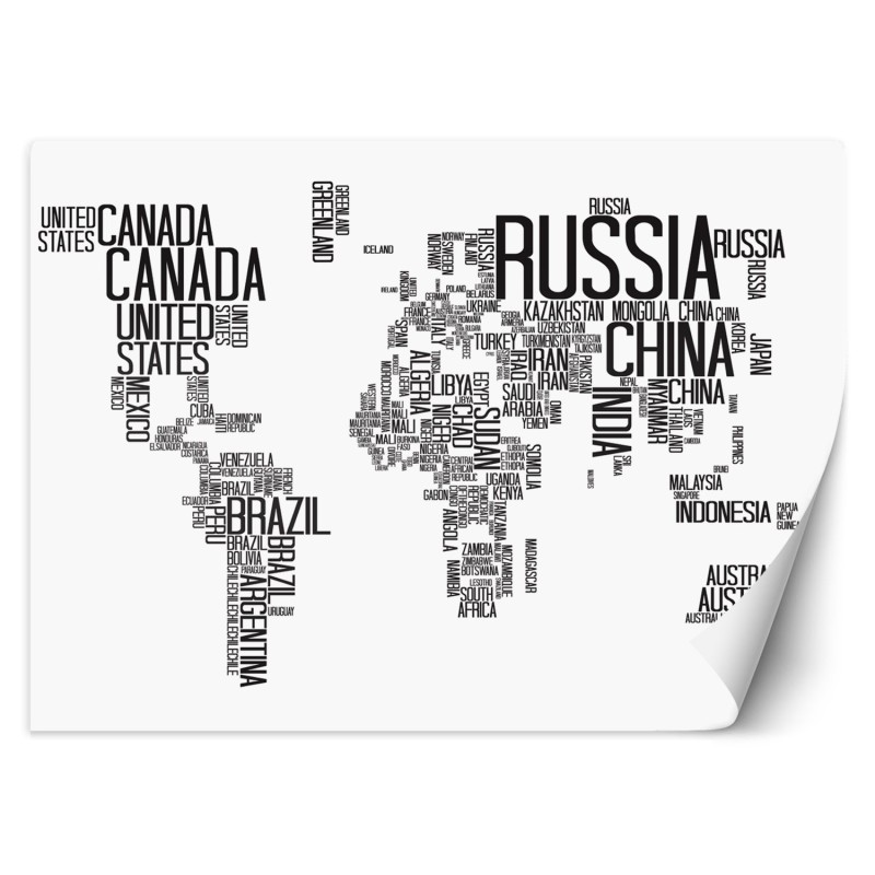 Fototapete - Weltkarte schwarz weiß | Feeby