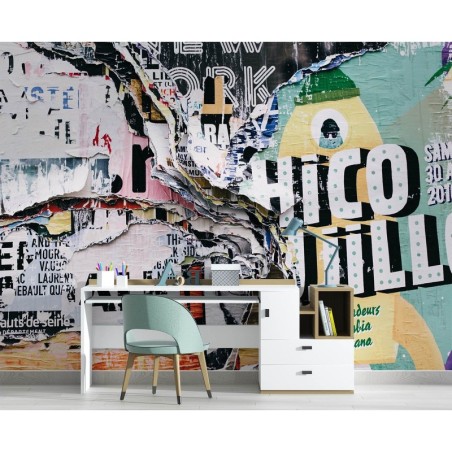 Fototapete - Grunge-Wand - alte zerrissene Poster | Feeby