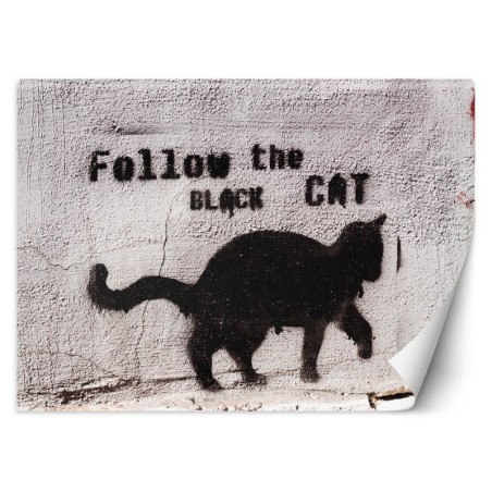 Modische Fototapete - Banksy Graffiti Schwarze Katze | Feeby