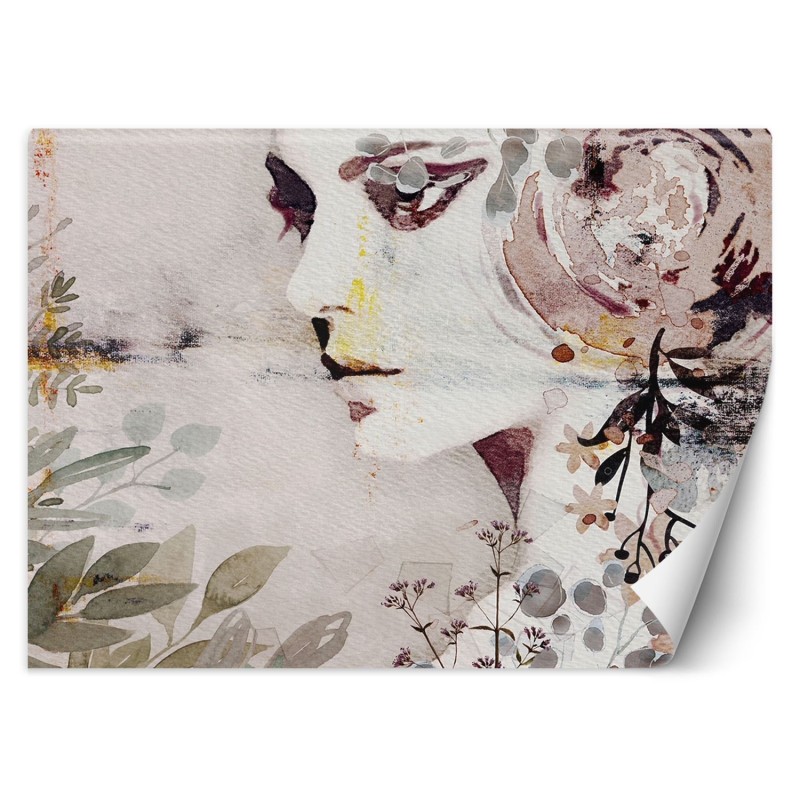 Fototapete - Frau - abstrakt gemalt mit Aquarellfarbe | Feeby