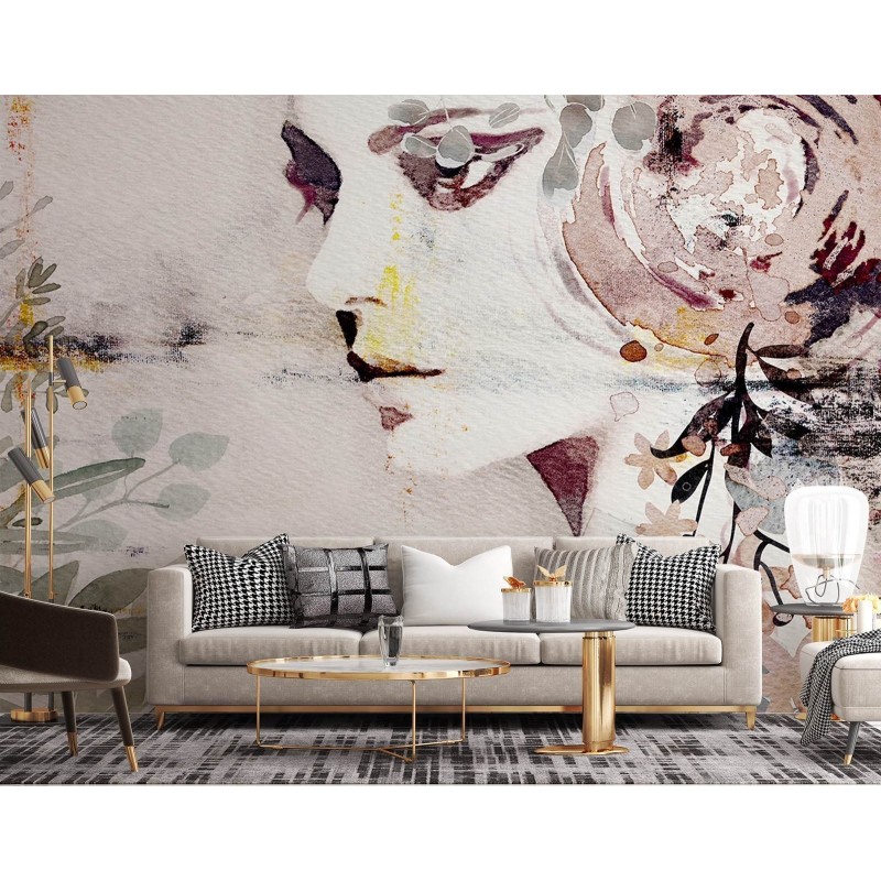 Fototapete - Frau - abstrakt gemalt mit Aquarellfarbe | Feeby