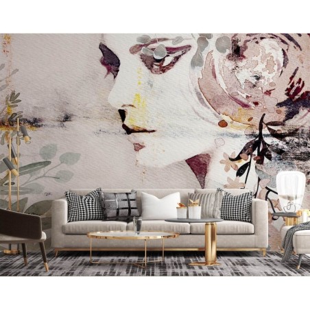 Fototapete - Frau - abstrakt gemalt mit Aquarellfarbe | Feeby