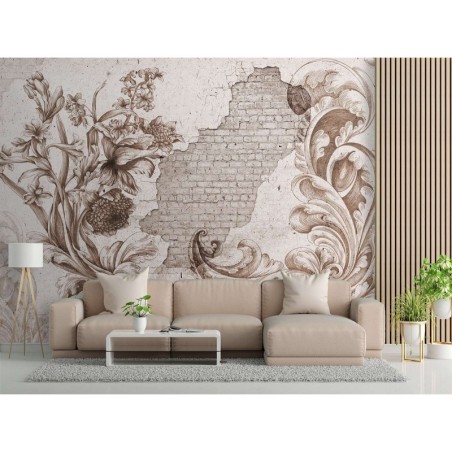 Modische Fototapete - Floristisches Fresko Vintage | Feeby