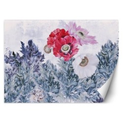 Fototapete - Mohnblumen im Garten Pastell Komposition | Feeby