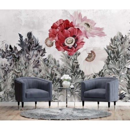 Fototapete - Rot Mohnblumen im Garten | Feeby