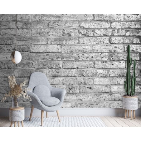 Fototapete - Graue Steinoptik Ziegelwand Mauer | Feeby