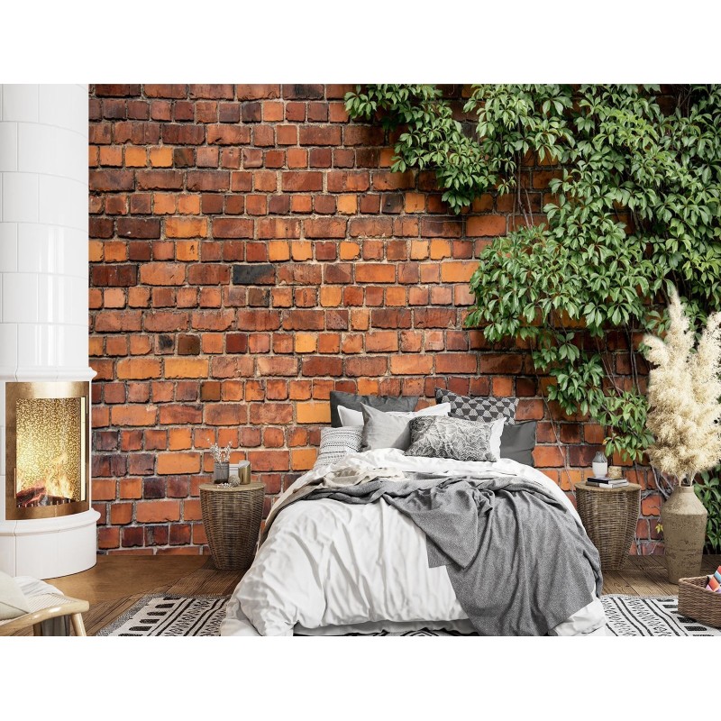 Fototapete - Ziegelmauer und Reben | Feeby