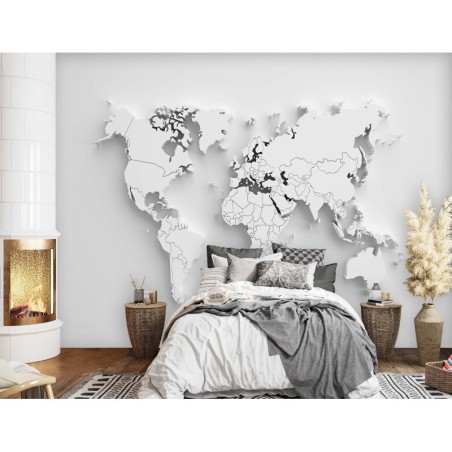 Fototapete - Weltkarte Kontinente 3D | Feeby