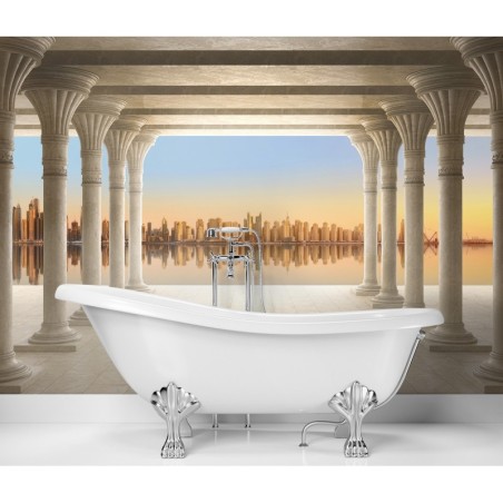 Fototapete - Kolonnade mit Blick auf die Stadt 3d | Feeby