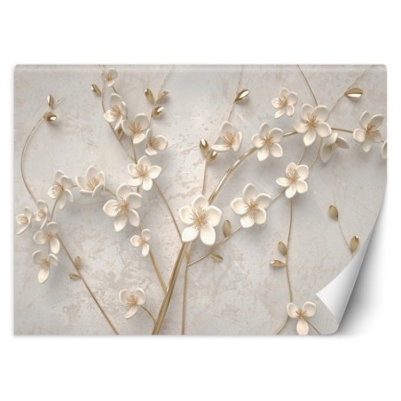 Stilvolle Fototapete - Blumen auf Zweigen 3d | Feeby