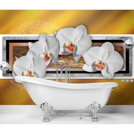 Moderne Fototapete - Geometrie und Orchideen | Feeby